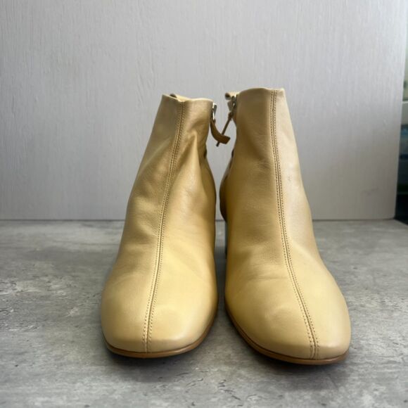 Everlane Italian Leather “The Day Boot” Ecru Block Ankle Boot Size 10.5  New - Picture 2 of 11